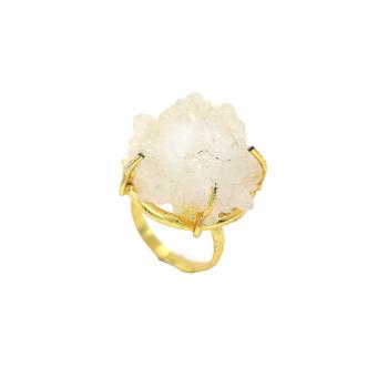 Handmade Designer Nickel-Free Gold Plated High Fashion Designer solar quats  Stone Seated Ring 